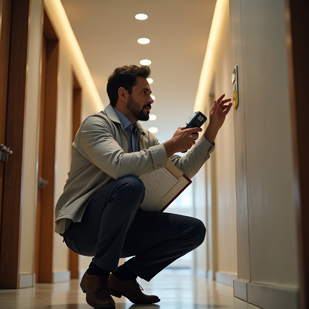 Energy auditor using measurement equipment in a building common area