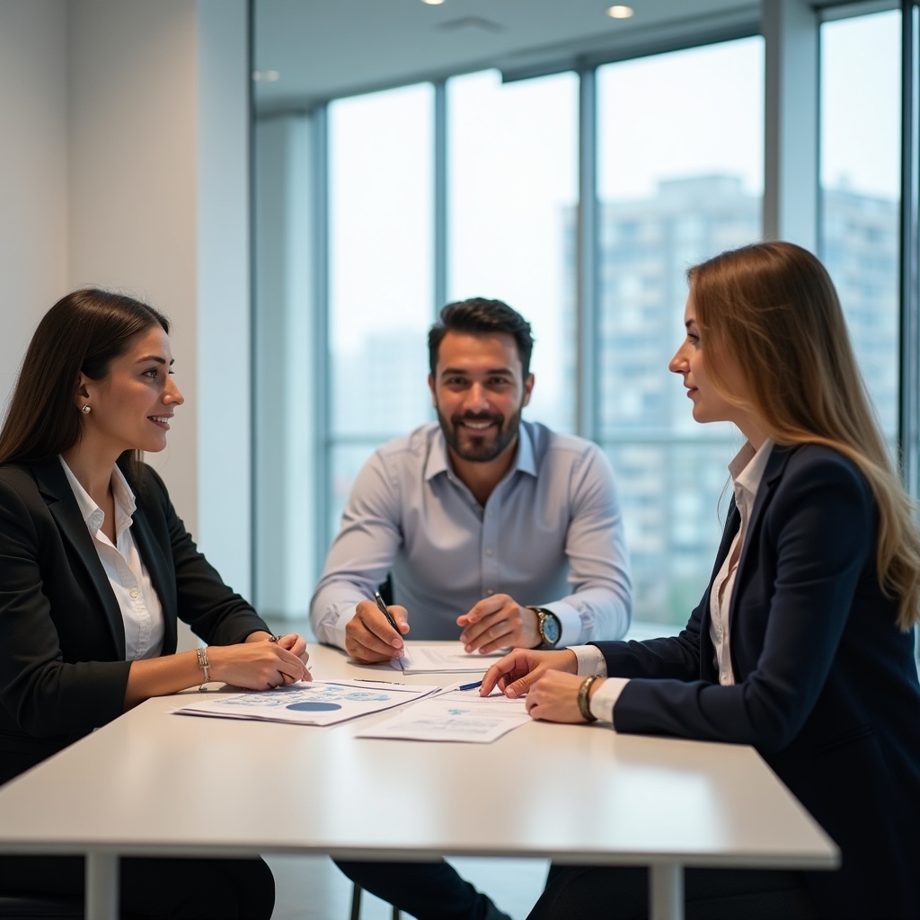 Building committee meeting reviewing energy audit documents